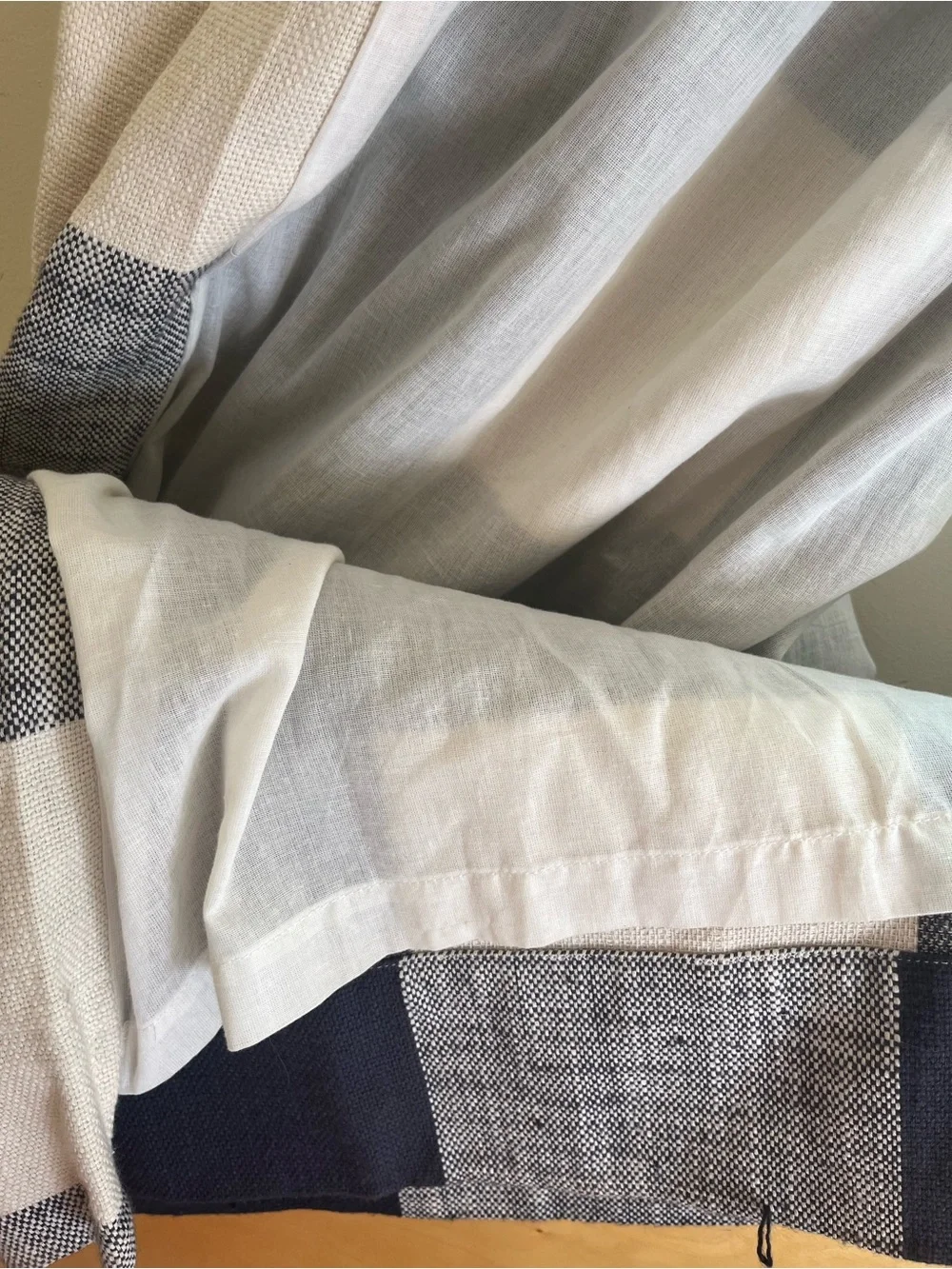 Pottery Barn Minimalist Classic Navy and Cream Buffalo Check Curtain 2 Panel